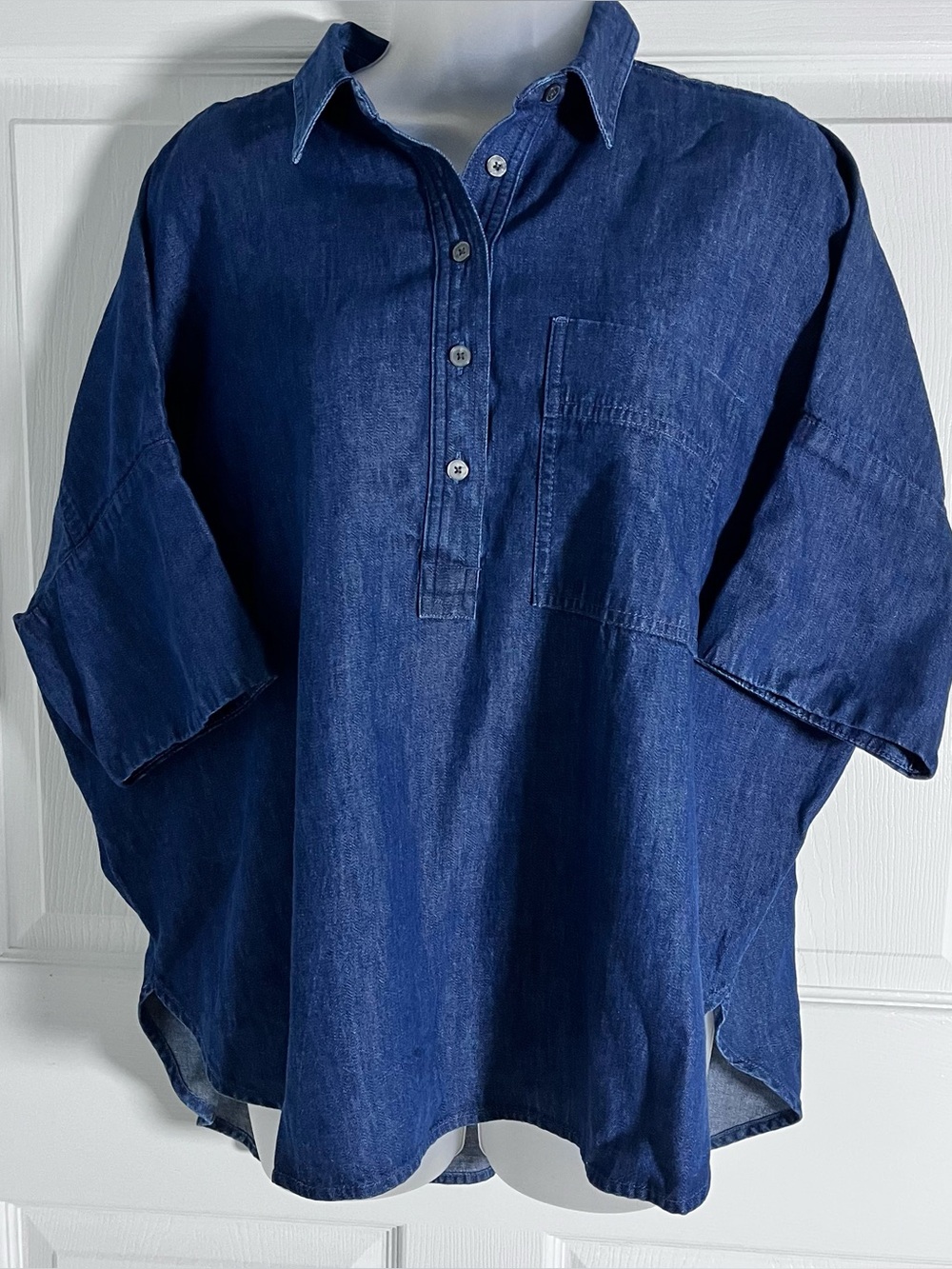 LOFT Beach 2025 Triple Cloth Popover Chambray Shirt NWT M